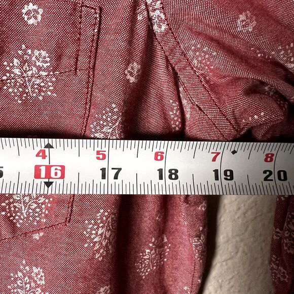 Old Navy Sz M Pink Flower Power Long Sleeve Button Down Shirt Pocket Cotton - Picture 10 of 11
